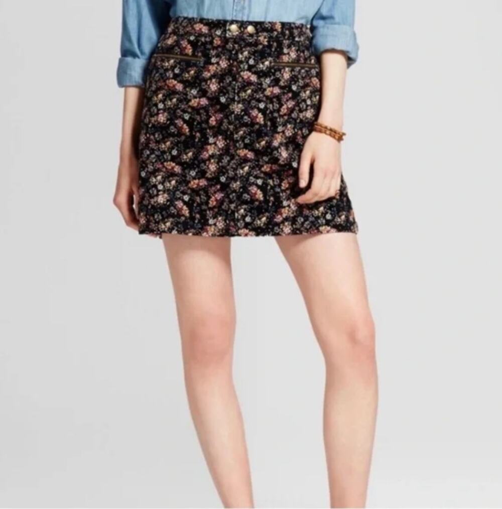 Mossimo Floral Print Corduroy Mini Skirt